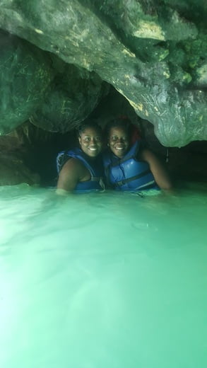 Cave Under Waterfalls Blue Hole